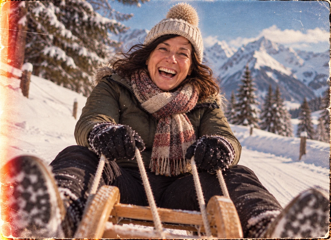 Tux: Wer nicht skifahren mag, geht eben rodeln. Juche!