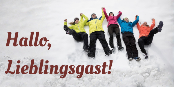 Hallo Lieblingsgast - die Erlers vom Hotel Eden beim Schnee-Engel machen. 